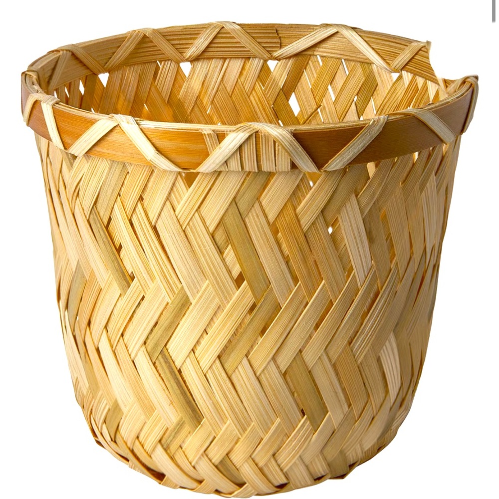 Plant pot, handmade bamboo Wide 4.5” X Length 4”
